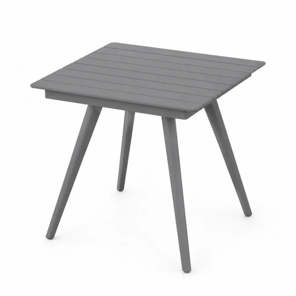 Gartentisch Esstisch quadratisch Akazien Massivholz Grau mit Lattenplatte 80 x 80 x 75 cm