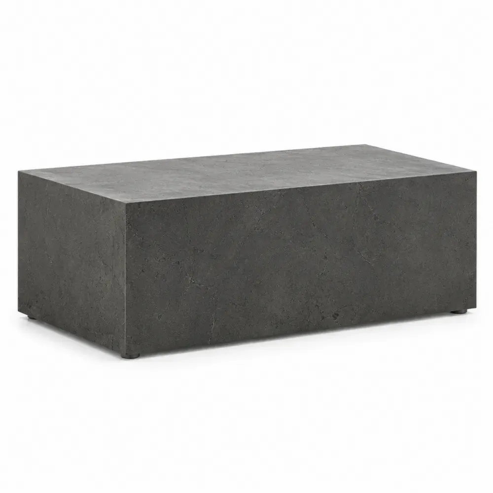 Gartentisch rechteckig aus glasfaserverstärktem Beton Blockform Anthrazit Schwarz 120 x 60 x 40 cm