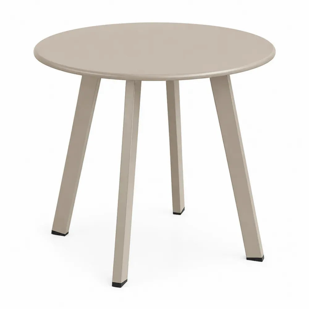 Runder Gartentisch Esstisch aus Polypropylen mit 4-Fuß-Gestell Beige Schwarz Ø 80 x 74 cm
