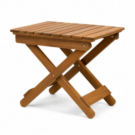 Klappbarer Gartentisch aus Akazien-Massivholz quadratisch naturbraun mit Lattenplatte 60 x 60 x 74 cm