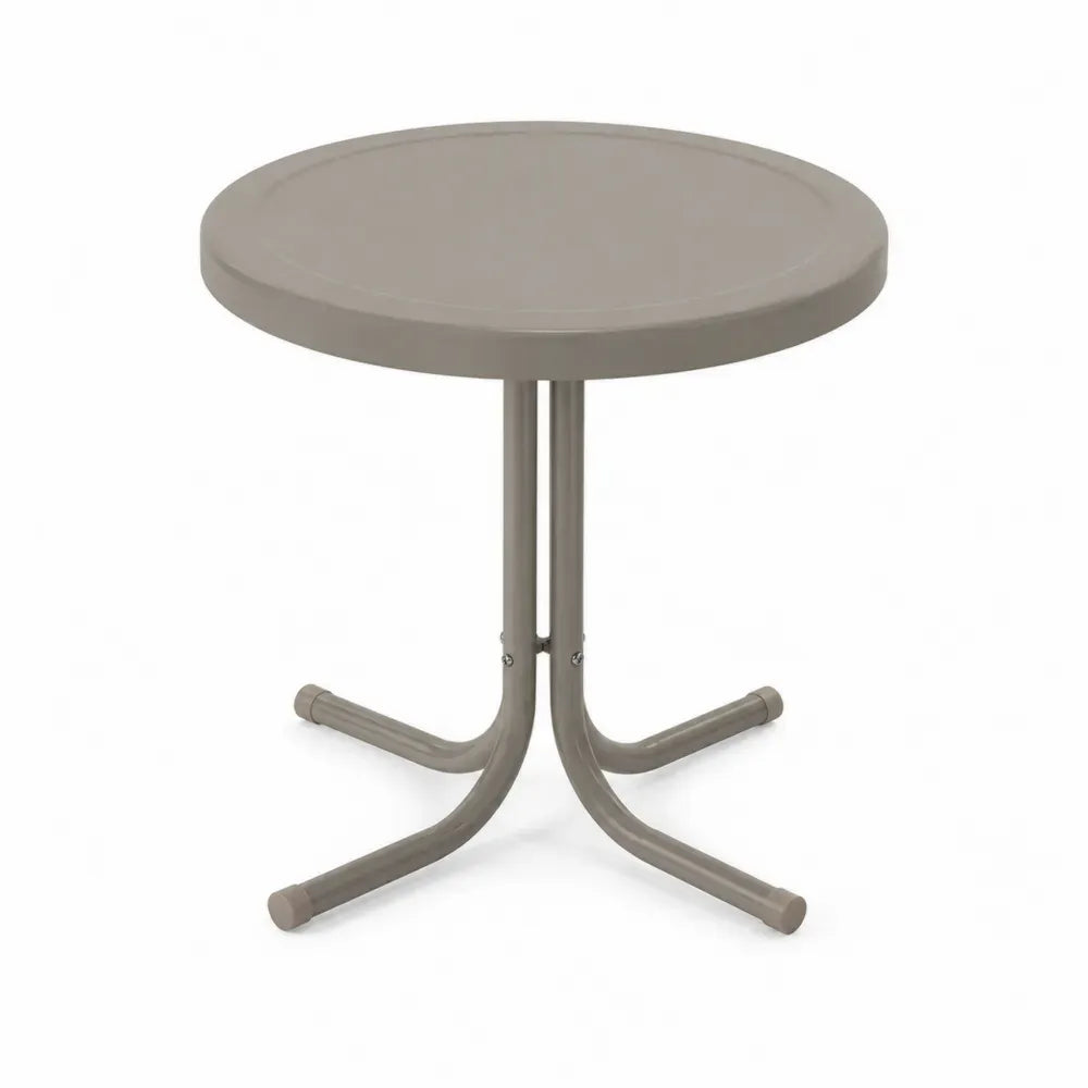 Runder Gartentisch Esstisch aus Polypropylen und pulverbeschichtetem Stahl Taupe Ø 70 x 72 cm