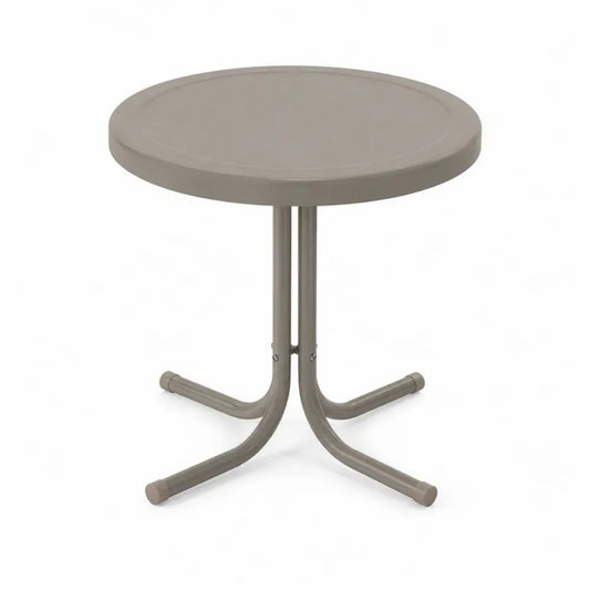 Runder Gartentisch Esstisch aus Polypropylen und pulverbeschichtetem Stahl Taupe Ø 70 x 72 cm