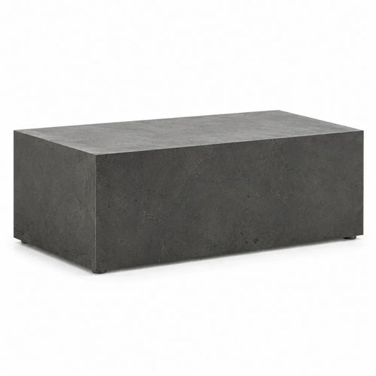 Gartentisch rechteckig aus glasfaserverstärktem Beton Blockform Anthrazit Schwarz 120 x 60 x 40 cm
