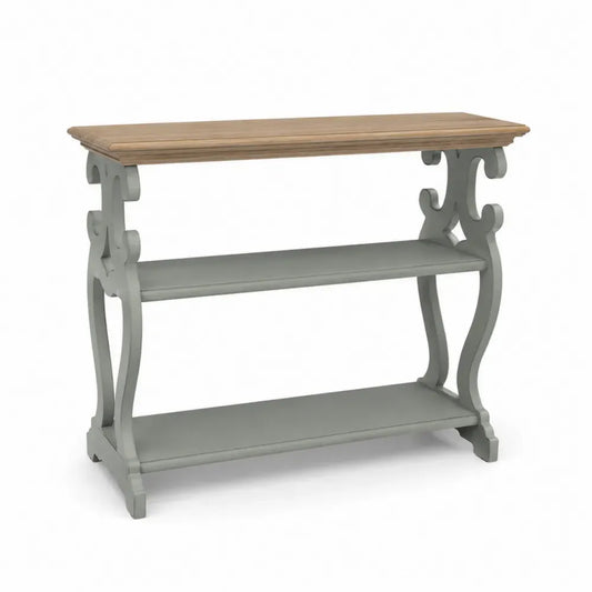 Konsolentisch mit 2 Ablagen MDF Eiche-Furnier rechteckig Natur Grau 120 x 35 x 82 cm