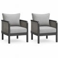 2er Set Loungesessel Gartensessel mit Aluminiumrahmen Polyesterseil und Polyesterkissen Schwarz Grau Taupegrau je 78 x 75 x 76 cm