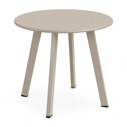 Runder Gartentisch Esstisch aus Polypropylen mit 4-Fuß-Gestell Beige Schwarz Ø 80 x 74 cm